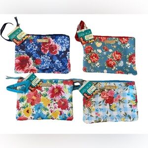 Lot Of 4 Pioneer Woman Floral Cosmetic Bag Makeup Case Clutch Purses